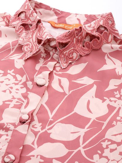 Indyancart IE Shirt Collar Printed Shirt With Palazzos