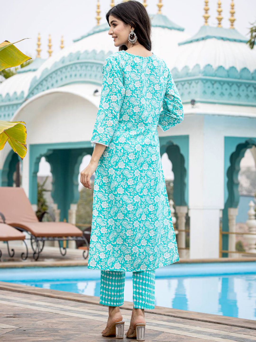 Indyancart VA Women'sEthnic Motifs Printed Regular Mirror Work Kurta with Trouser & Dupatta