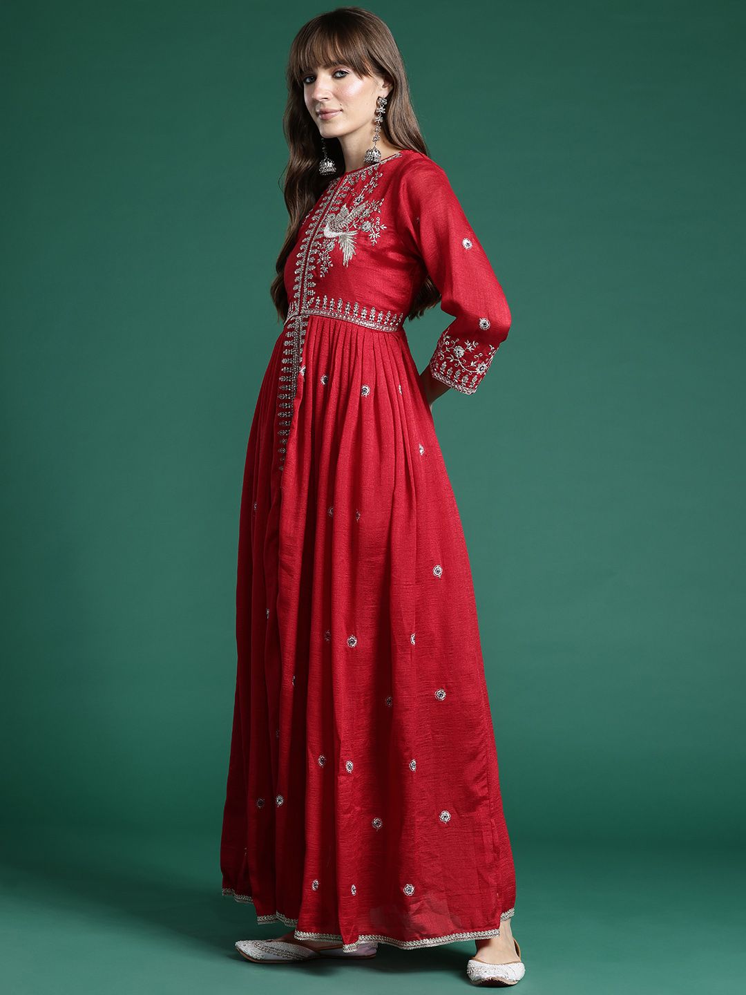 Dhiyona IE Ethnic Motifs Embroidered Empire Kurta with Trousers