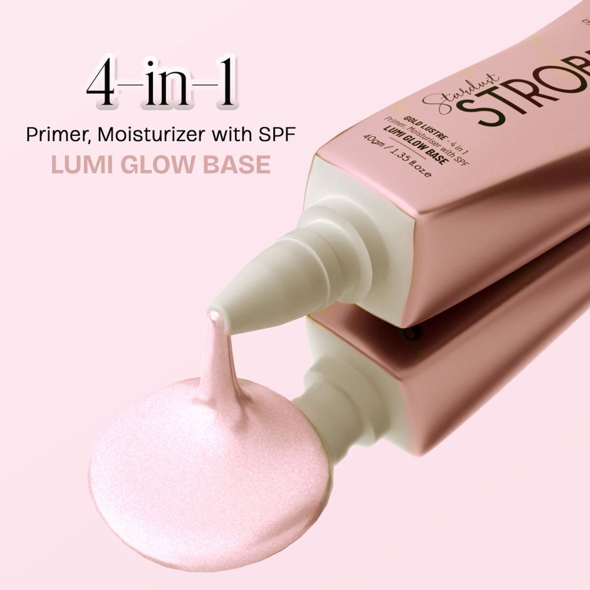 Shryoan Illuminating Strobing Moisturizer Cream Primer in pink, showing a sleek tube with a soft pink cream inside.