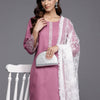 Dhiyona VA Women's Floral Yoke Design Regular Thread Work Kurta with Trousers & With Dupatta