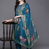 Indyancart IE Floral Embroidered Thread Work Straight Kurta With Trousers & Dupatta
