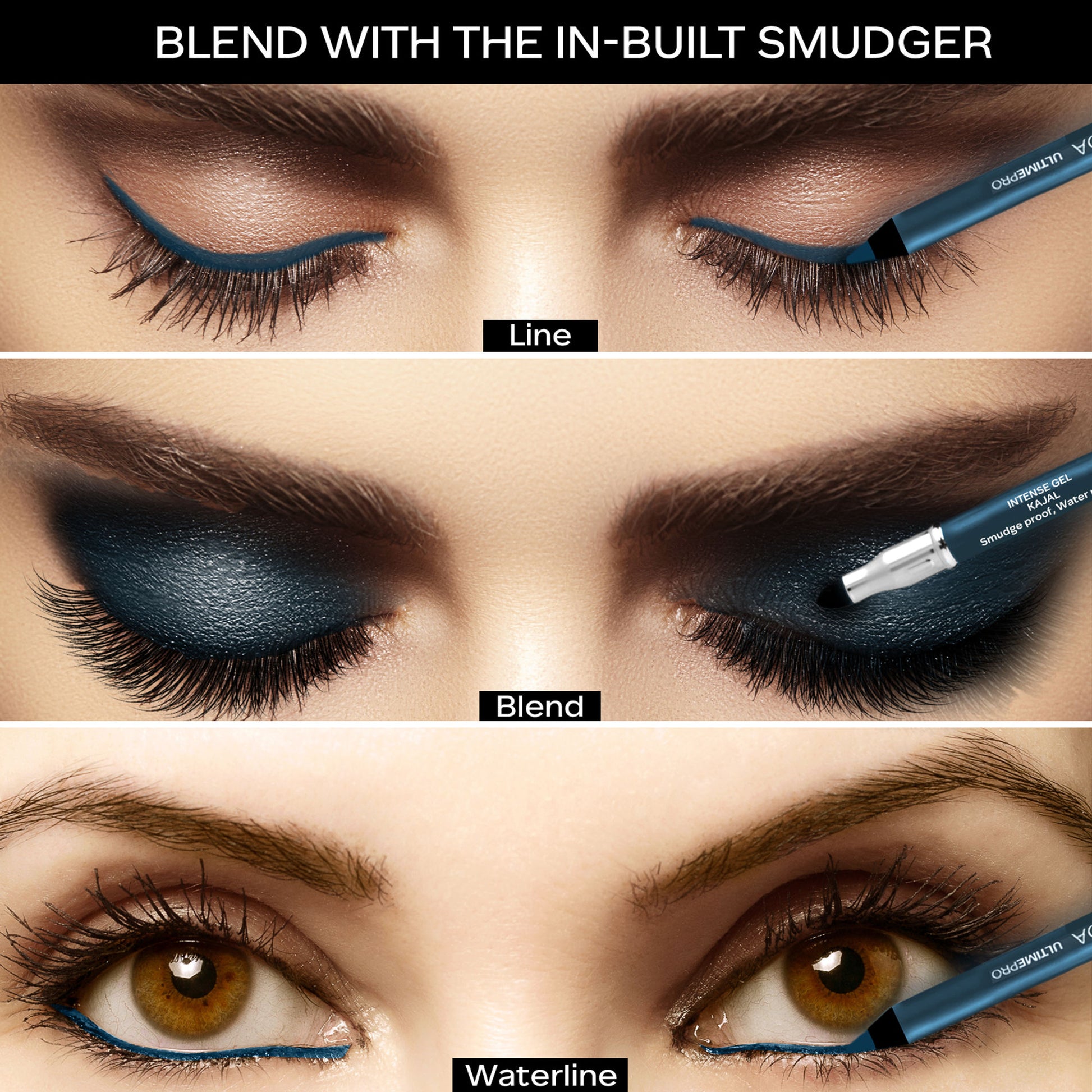 Faces Canada Ultime Pro Intense Gel Kajal With Smudger & Sharpener - Blue