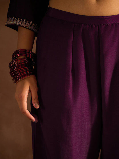 Dhiyona IE Floral Embroidered Regular Thread Work Straight Kurta With Trousers & Dupatta