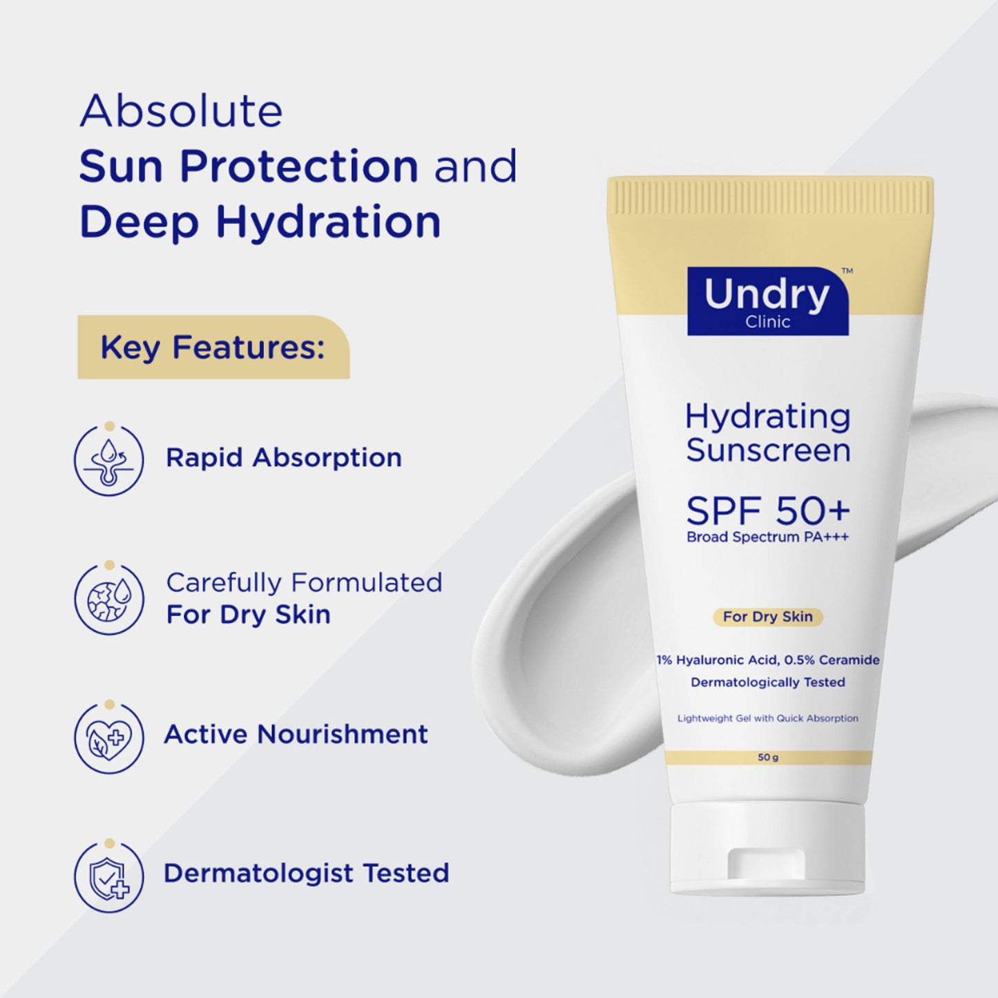 Undry Hydrating Sunscreen For Dry Skin SPF 50+ PA+++