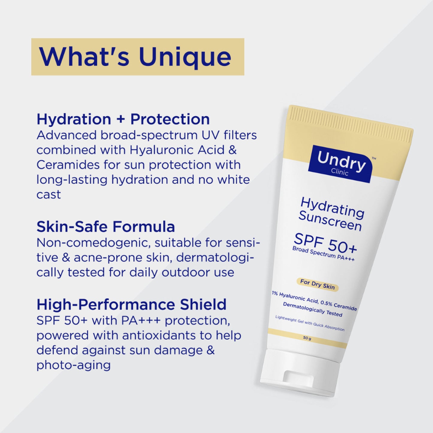 Undry Hydrating Sunscreen For Dry Skin SPF 50+ PA+++