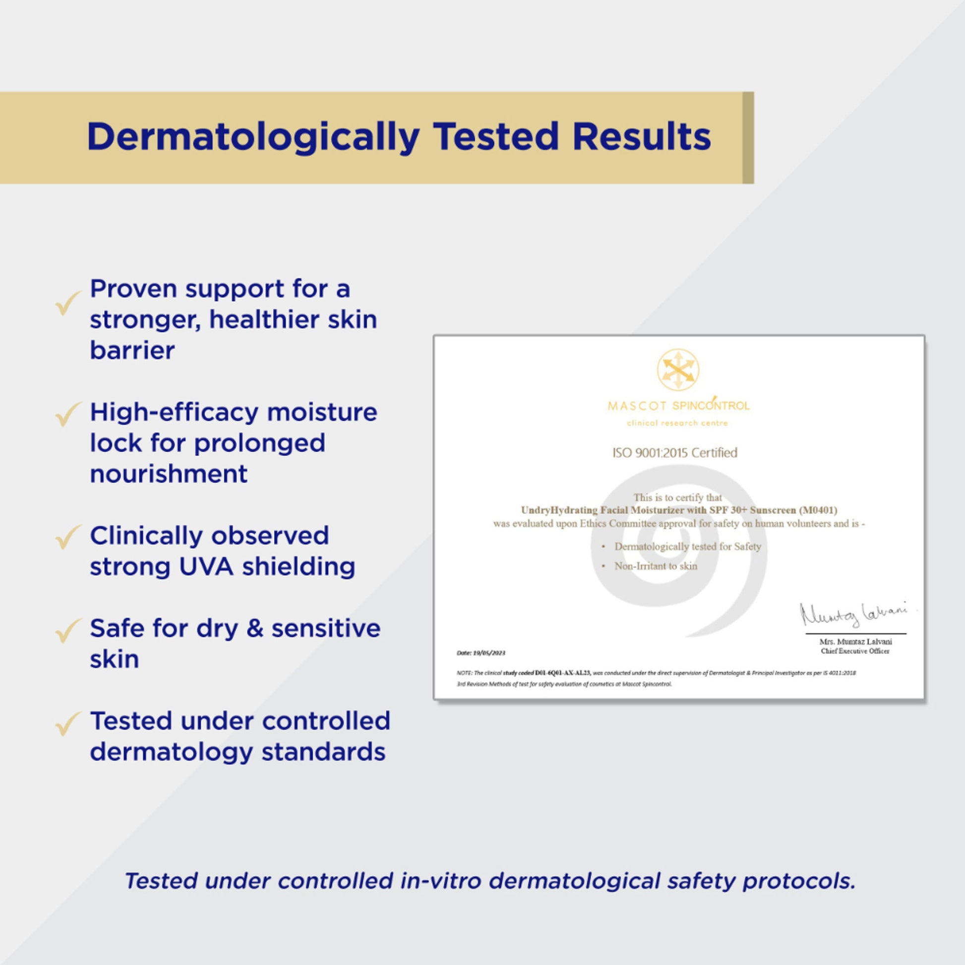 Undry Facial Moisturizer With Sunscreen SPF 30+ For Dry Skin