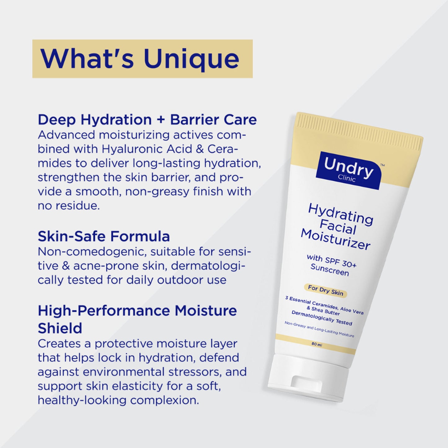 Undry Facial Moisturizer With Sunscreen SPF 30+ For Dry Skin