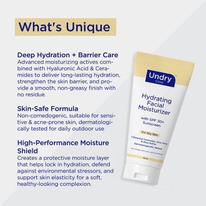 Undry Facial Moisturizer With Sunscreen SPF 30+ For Dry Skin
