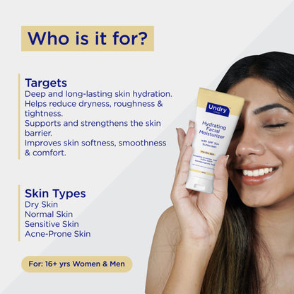 Undry Facial Moisturizer With Sunscreen SPF 30+ For Dry Skin