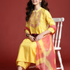 Dhiyona IE Women Embroidered Panelled Mirror Work Pure Cotton Kurta with Trousers & Dupatta