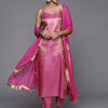 Indyancart VA Women's Fuchsia Kurta with Trousers & With Dupatta