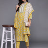 Indyancart VA Women's Yellow Floral Printed Pure Cotton Kurta with Trousers & With Dupatta