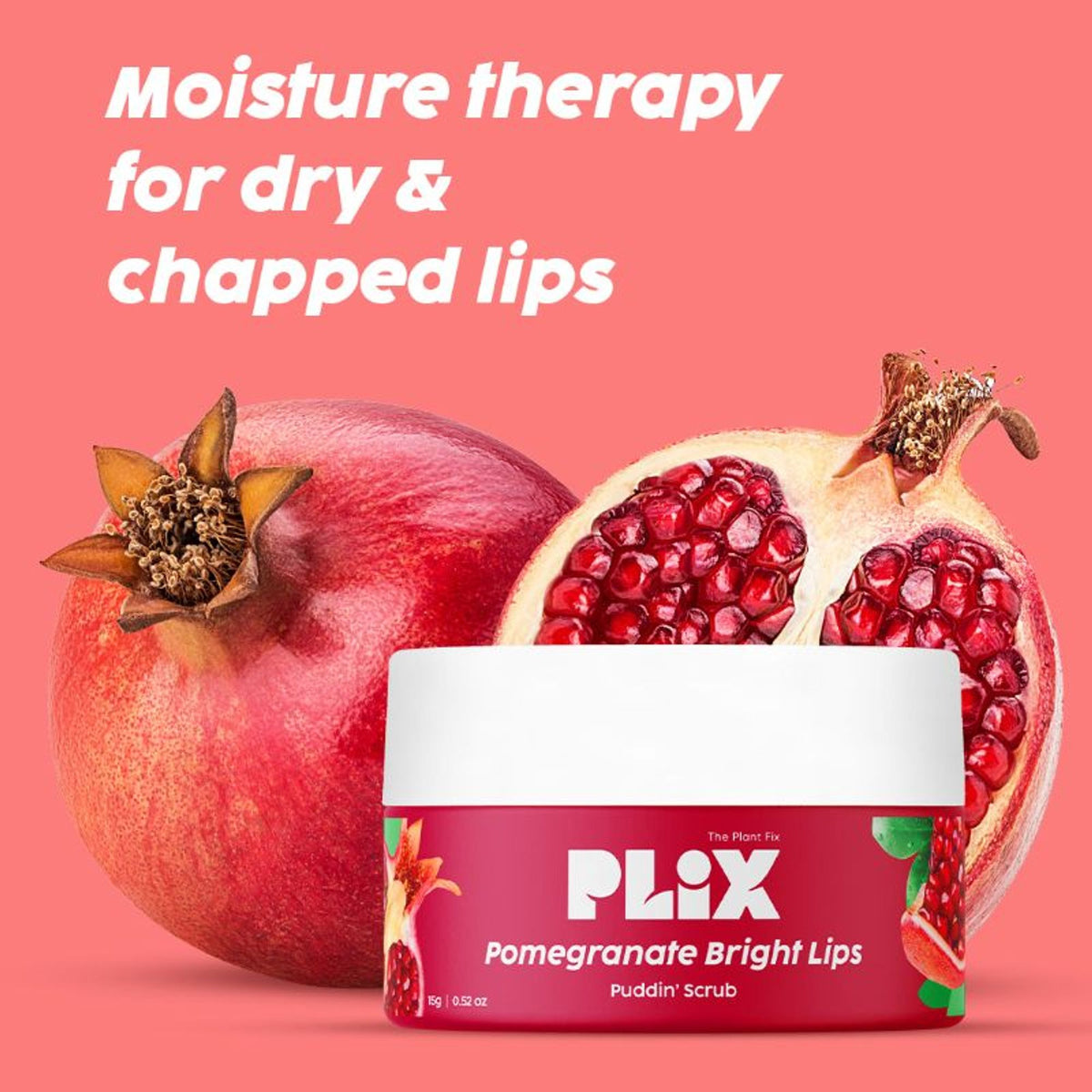 PLIX Pomegranate Lip Exfoliating Scrub For Dark, Dry & Chapped Lips, With Cocoa Butter & Vitamin E