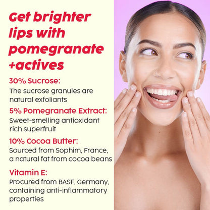 PLIX Pomegranate Lip Exfoliating Scrub For Dark, Dry & Chapped Lips, With Cocoa Butter & Vitamin E