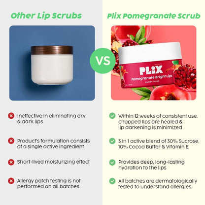 PLIX Pomegranate Lip Exfoliating Scrub For Dark, Dry & Chapped Lips, With Cocoa Butter & Vitamin E