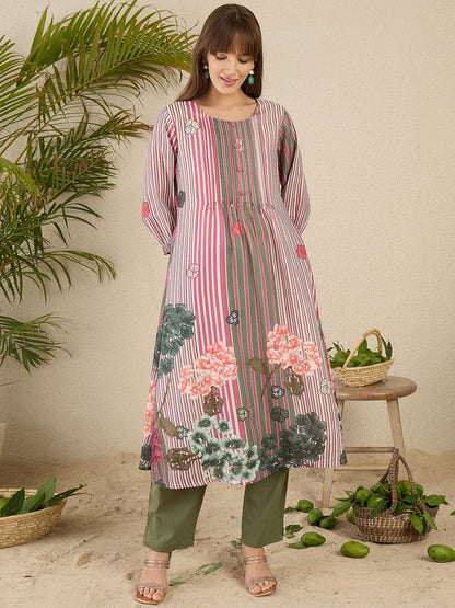 Indyancart IE Printed Pure Cotton Kurta & Trouser Co-Ords