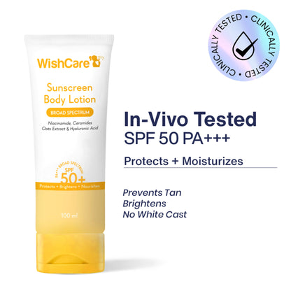 Wishcare Sunscreen Body Lotion SPF 50 Broad Spectrum PA+++ UVA & UVB Protection