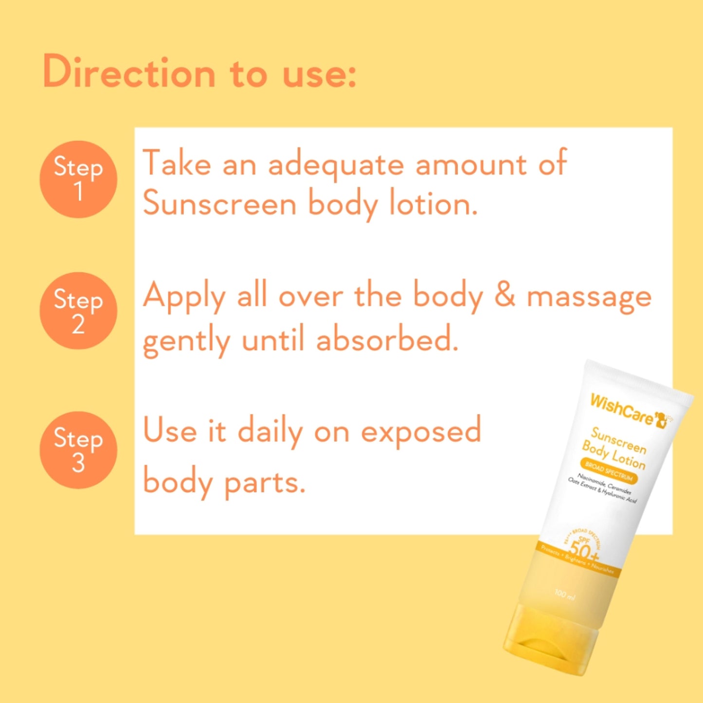 Wishcare Sunscreen Body Lotion SPF 50 Broad Spectrum PA+++ UVA & UVB Protection
