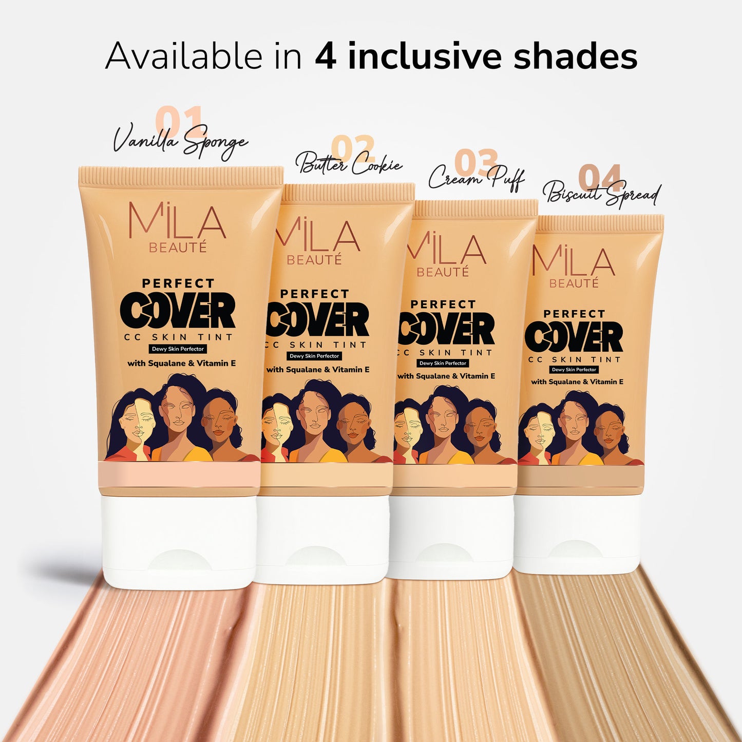 Mila Beaute Perfect Cover CC Skin Tint with SPF 24+ & Squalane - 01 Vanilla Sponge