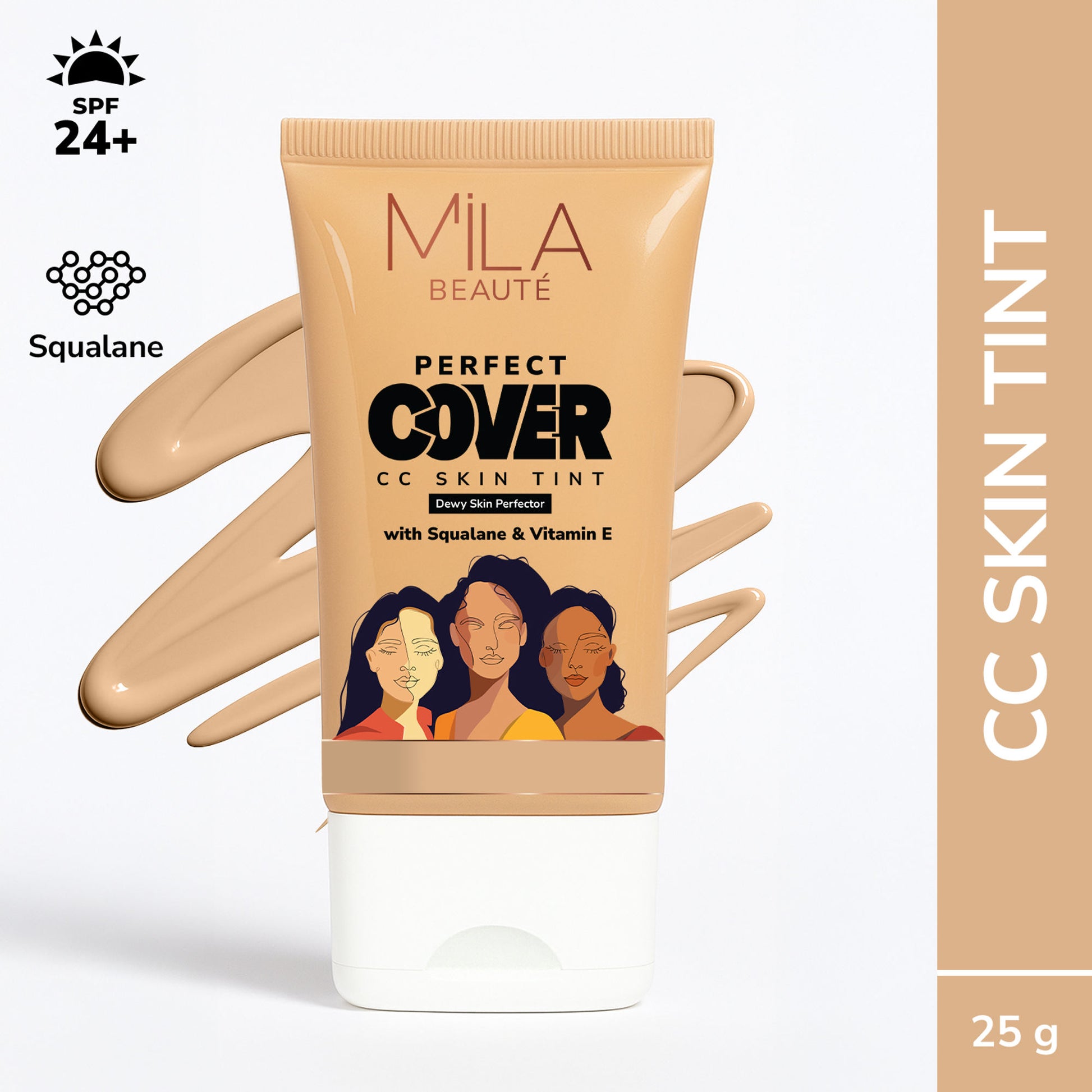 Mila Beaute Perfect Cover CC Skin Tint with SPF 24+ & Squalane - 04 Biscuit Spread