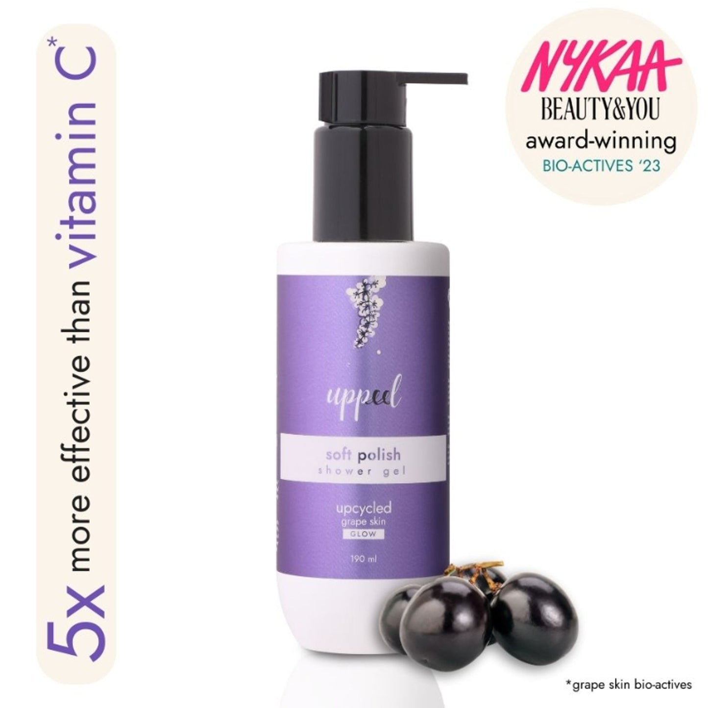 Uppeel Grape Skin Soft Polish Shower Gel - Reveals Glowing, Smooth & Cleansed Skin