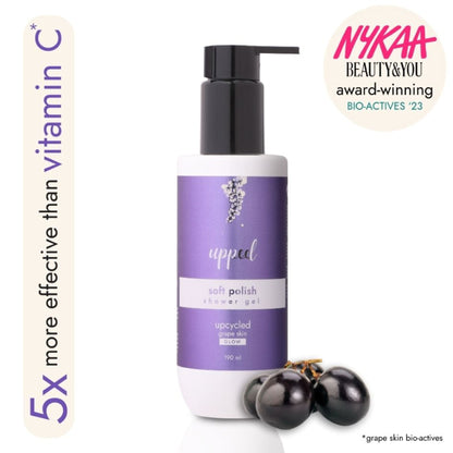 Uppeel Grape Skin Soft Polish Shower Gel - Reveals Glowing, Smooth & Cleansed Skin