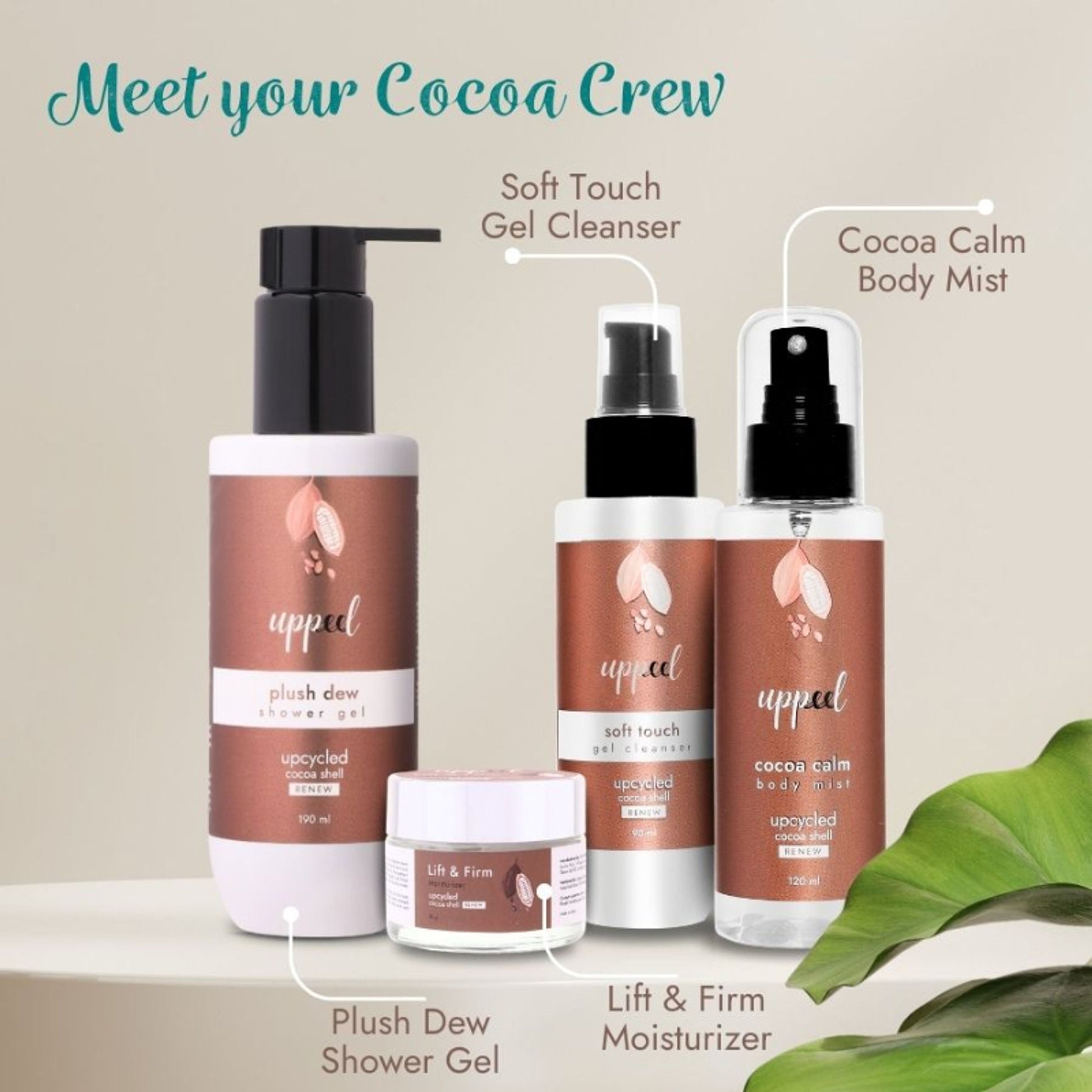 Uppeel Cocoa Shell Plush Dew Shower Gel - Smooths, Cleanses and Nourishes - Luxurious Cocoa Aroma