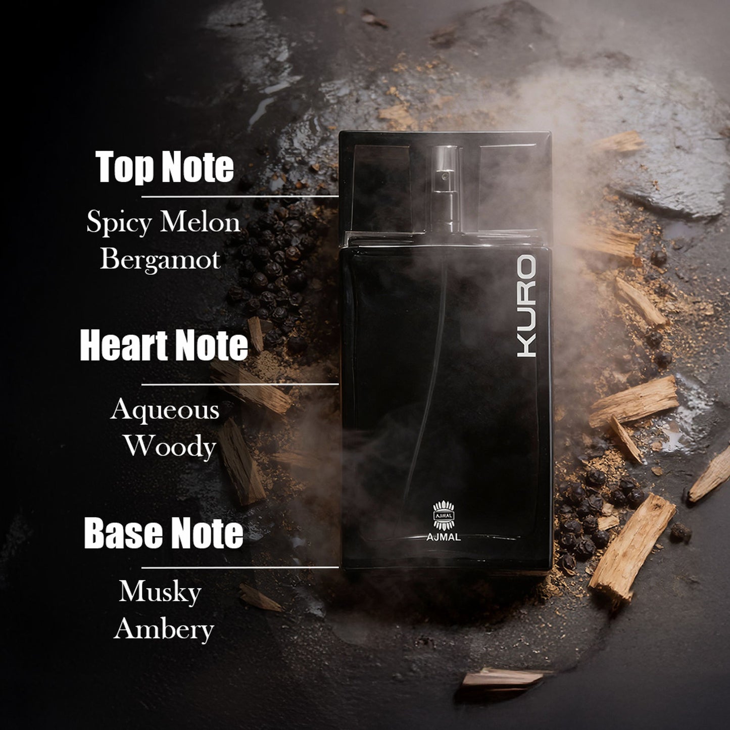 Ajmal Kuro Eau De Parfum Woody Fresh Long Lasting Fragrance Gift for Men