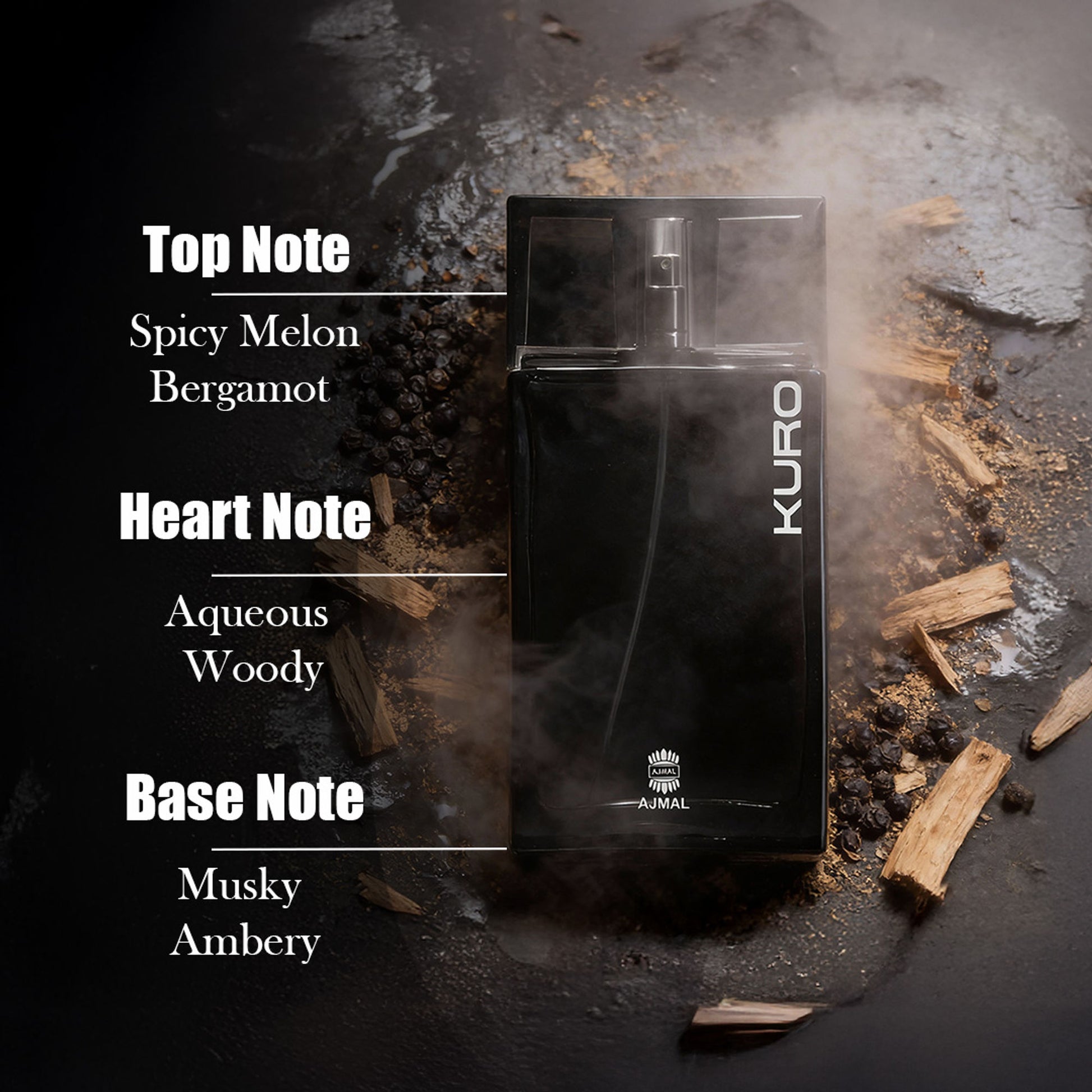 Ajmal Kuro Eau De Parfum Woody Fresh Long Lasting Fragrance Gift for Men
