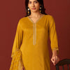 Dhiyona IE Women Ethnic Motifs Embroidered Regular Sequinned Kurta & Trousers With Dupatta