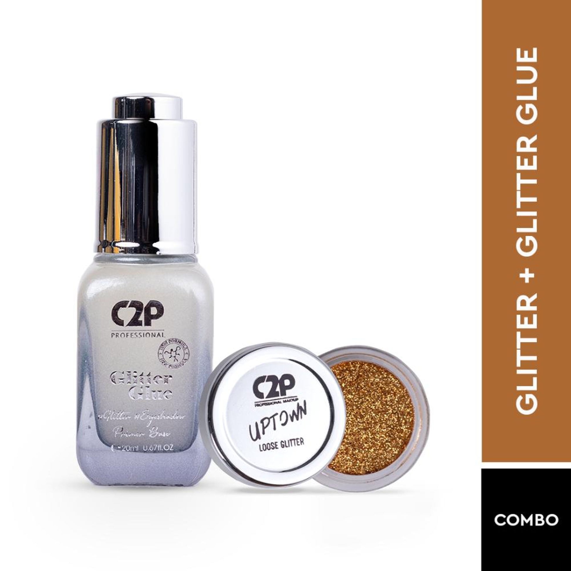 C2P Pro Sparkle Duo Glitter And Glue Kit - Naughty Gold