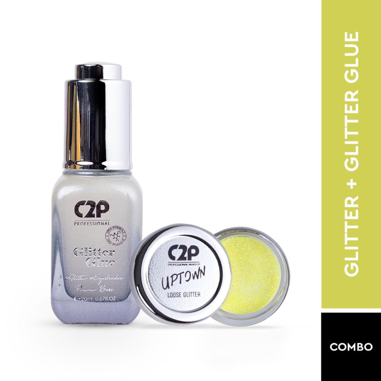 C2P Pro Sparkle Duo Glitter And Glue Kit - Juicy Lime
