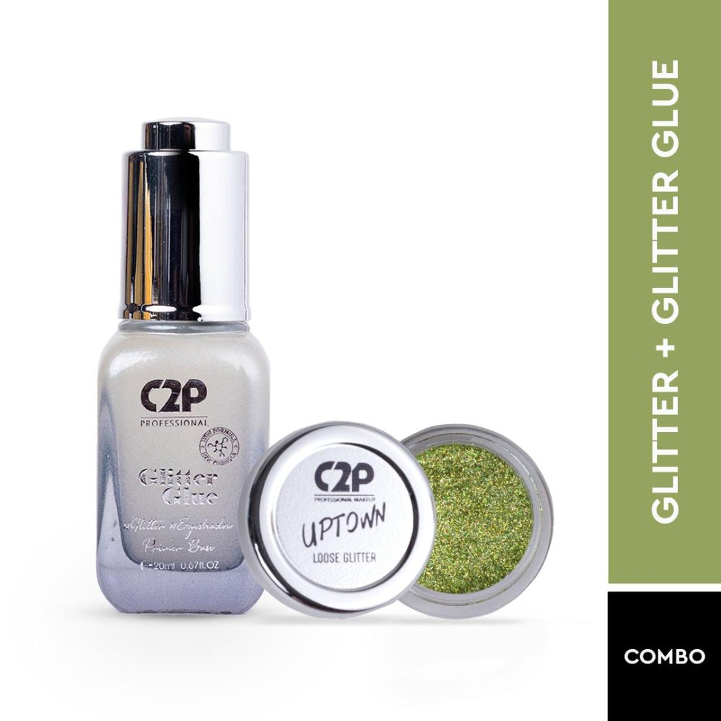 C2P Pro Sparkle Duo Glitter And Glue Kit - Retro Green