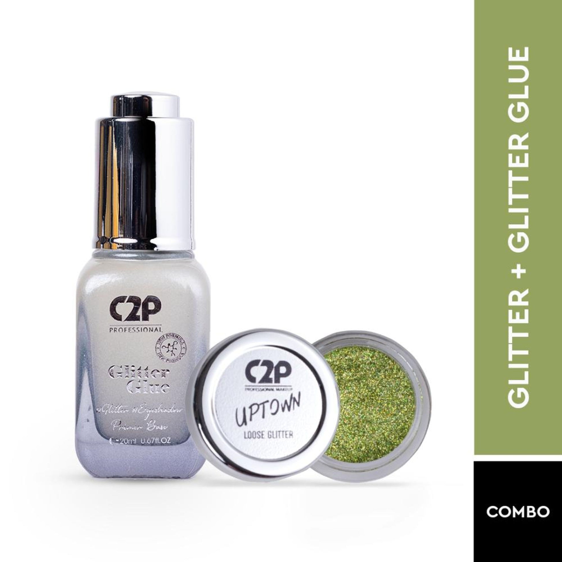 C2P Pro Sparkle Duo Glitter And Glue Kit - Retro Green