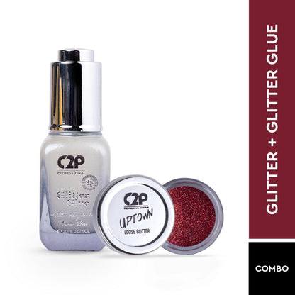 C2P Pro Sparkle Duo Glitter and Glue Kit in sparkling red with red glitter and adhesive for craft projects