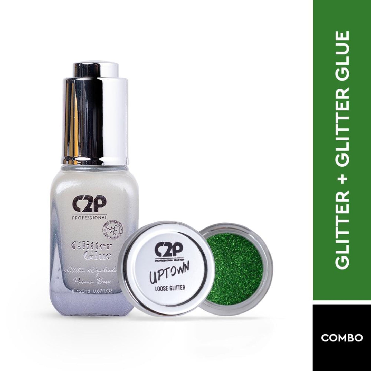 C2P Pro Sparkle Duo Glitter And Glue Kit - Dazzling Green