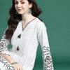 Dhiyona IE Floral Printed Pleated Mirror Work Pure Cotton Kurta with Palazzos