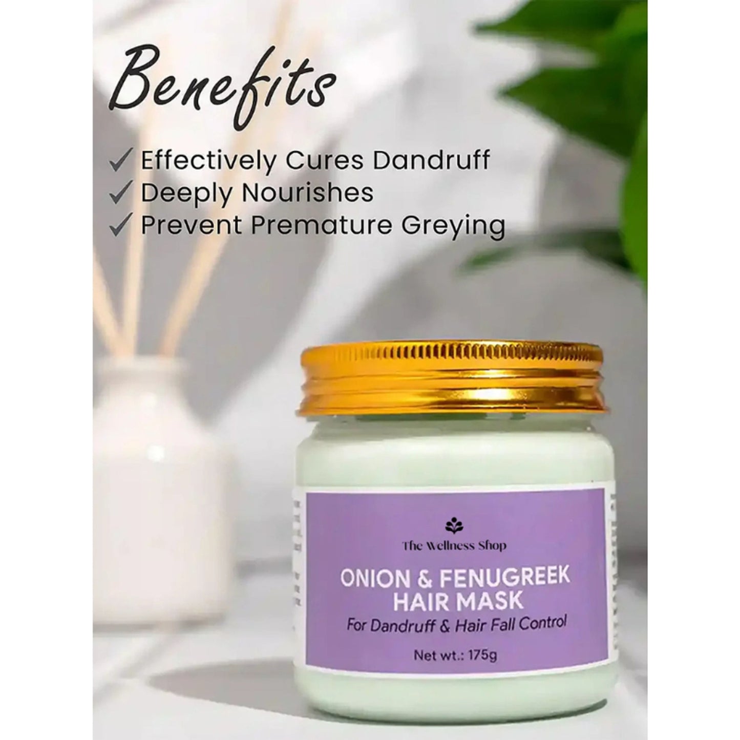 The Wellness Shop Natural Onion & Fenugreek (Methi) Hair Mask, Control Dandruff and Hair Fall