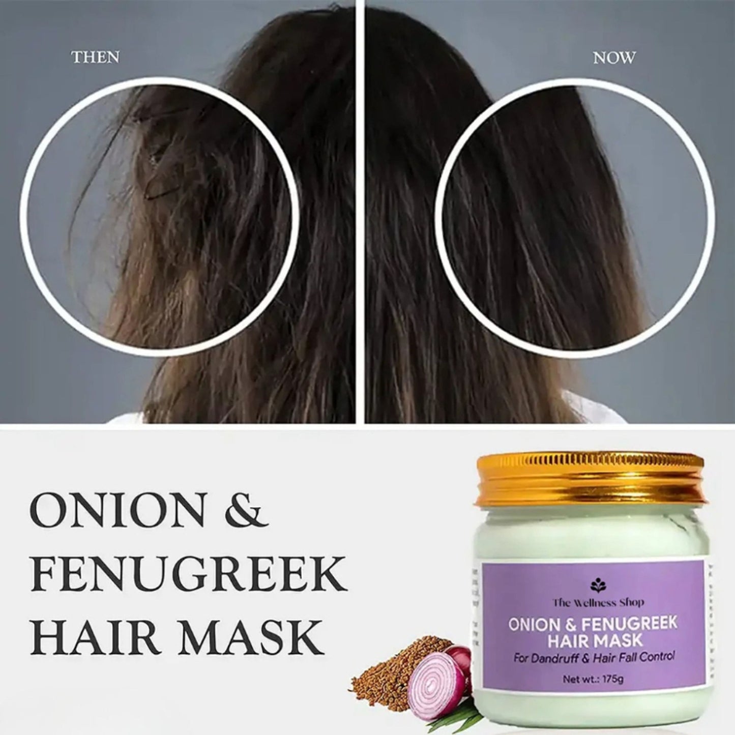 The Wellness Shop Natural Onion & Fenugreek (Methi) Hair Mask, Control Dandruff and Hair Fall
