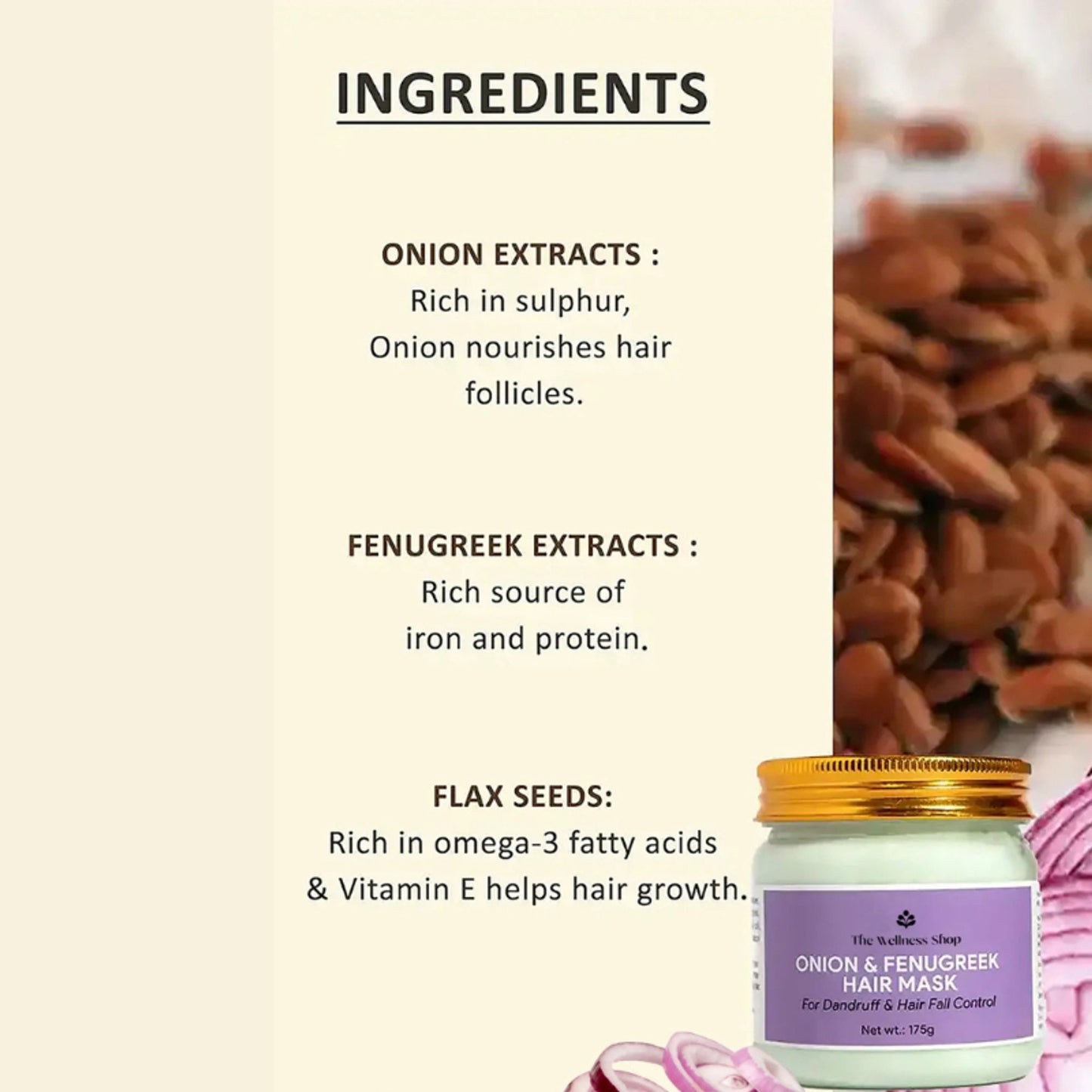The Wellness Shop Natural Onion & Fenugreek (Methi) Hair Mask, Control Dandruff and Hair Fall