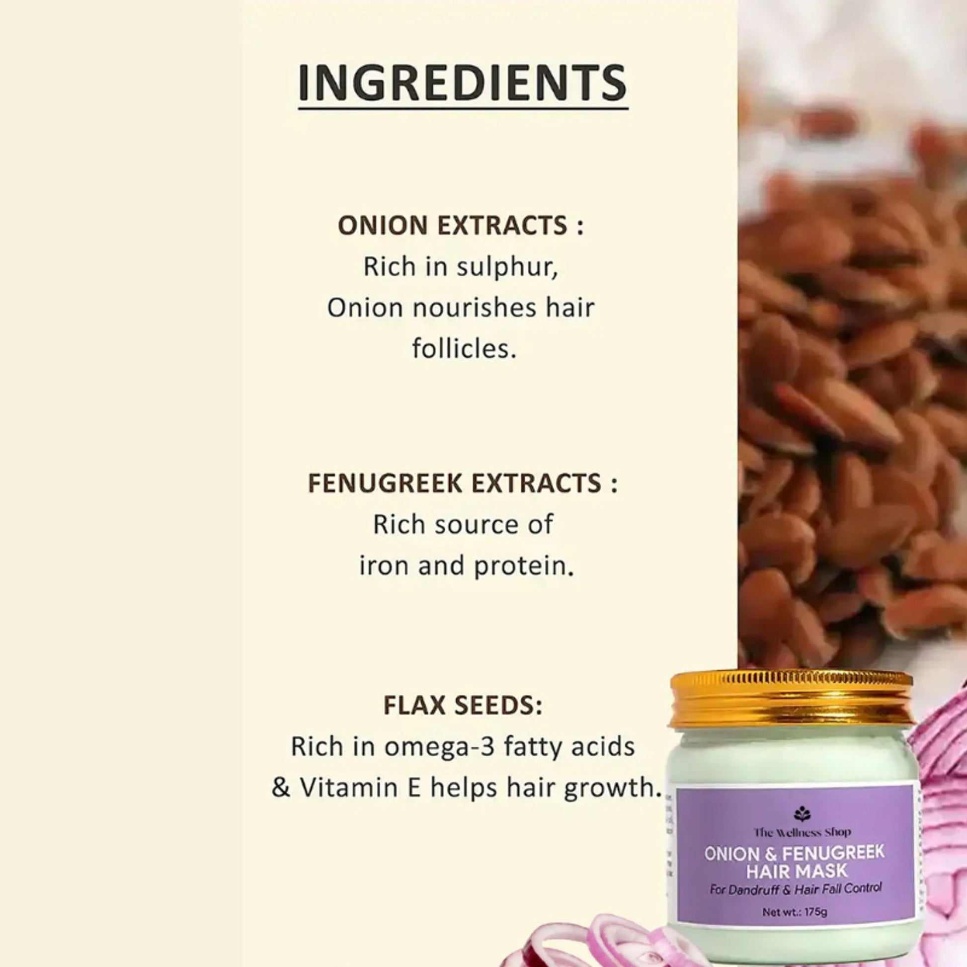 The Wellness Shop Natural Onion & Fenugreek (Methi) Hair Mask, Control Dandruff and Hair Fall