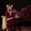 Dhiyona IE Floral Embroidered Straight Kurta with Trousers & Dupatta