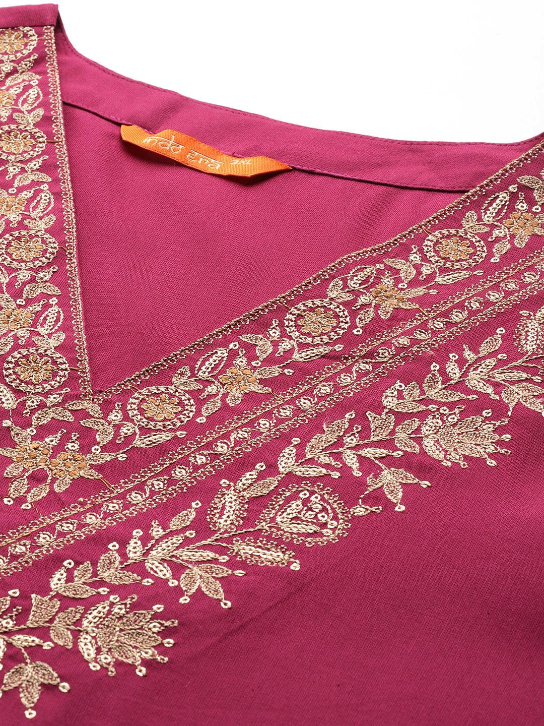 Indyancart Women's Plus Size Floral Zari Embroidered Kurta with Salwar & With Dupatta