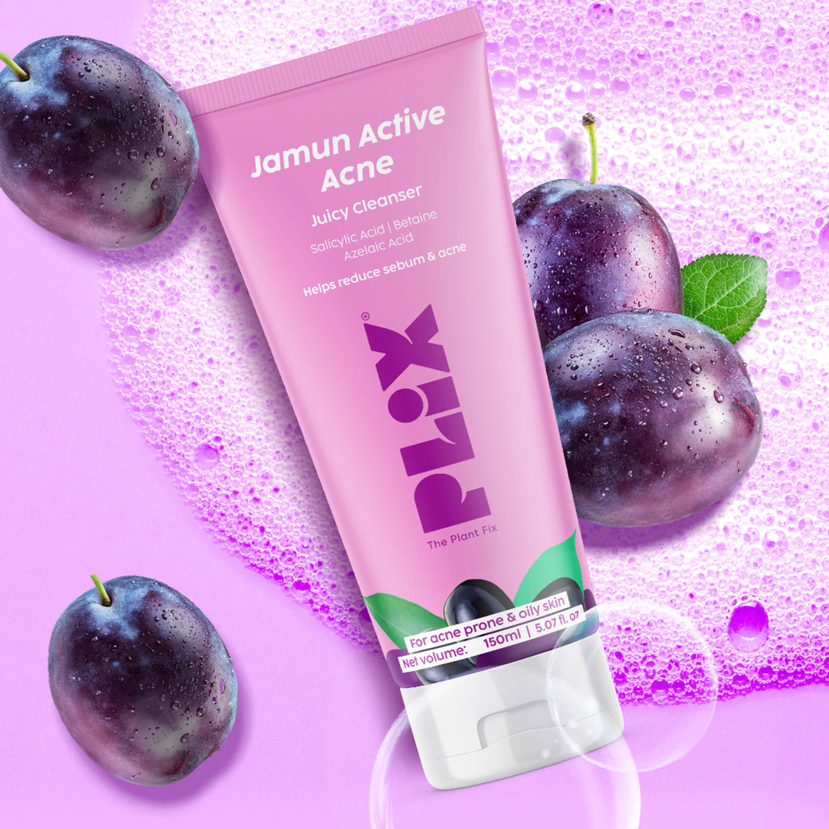 Plix Jamun Active Acne Cleanser with Salicylic Acid Helps Reduce Acne for Daily Use