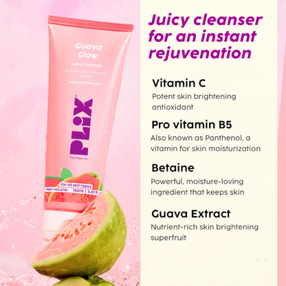 Plix Guava Glow Juicy Cleanser with Vitamin C Helps Hydrates & Brightens Skin for All Skin Types