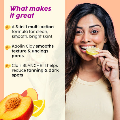 Plix Peaches & Lemon 3-in-1 Detan Face Wash, Scrub & Mask