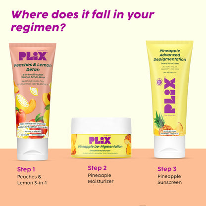 Plix Peaches & Lemon 3-in-1 Detan Face Wash, Scrub & Mask