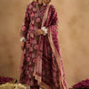 Indyancart IE Floral Printed Angrakha Pure Cotton A-Line Kurta With Trouser & Dupatta
