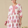 Dhiyona IE Floral Printed Notch Neck A-Line Pure Cotton Kurta With Trousers